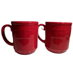 Longaberger Pottery Woven Traditions Paprika Mugs Set of 2